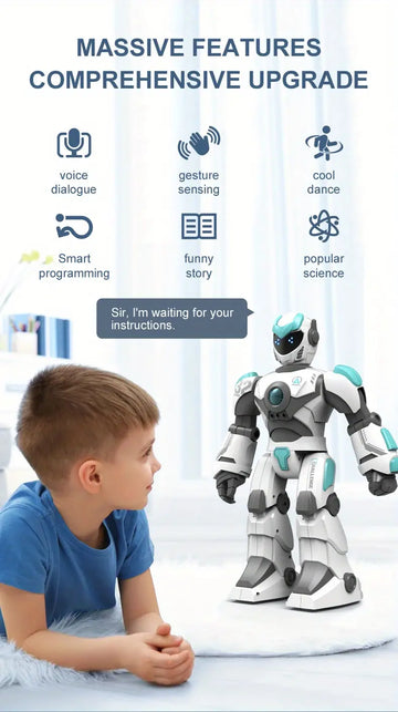 New K8 Large Intelligent Robot Toy 2.4G Remote Control Intelligent Voice Dialogue Robot LED Lamp DIY Programming Music Electric Induction Popular Science Knowledge Storytelling Robot