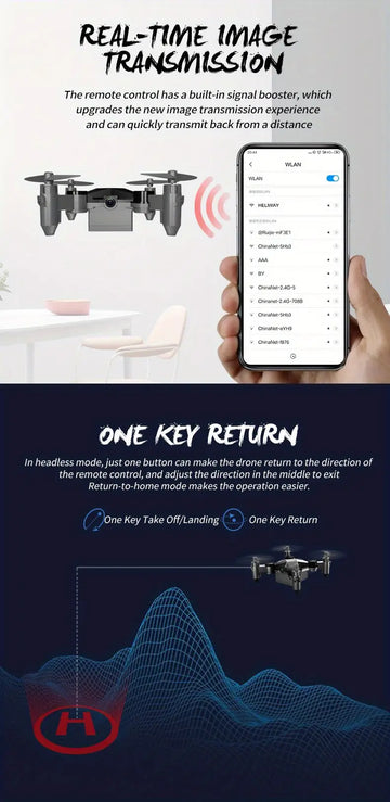 Mini RC Drone With Dual Cameras, Aerial Photography, Speed Control, Headless Mode, One Key Take Off/Landing, Trajectory Flight, Perfect Gift For Kids & Adults