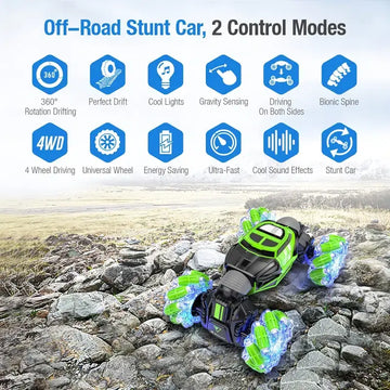 Remote Control Stunt Car 4WD Watch Gesture Sensor Control Transformable Electric Car ATV Auto Demonstration Kids With LED Lights Music