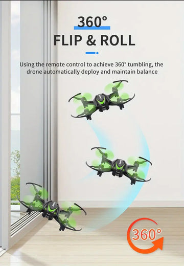 Mini Palm Flyer Drone, Left/Right Fly, 360° Flips ,2.4G Anti-Interference Remote Control ,One-Key Takeoff Landing,LED Night Navigation Lights, Perfect Gift For Children